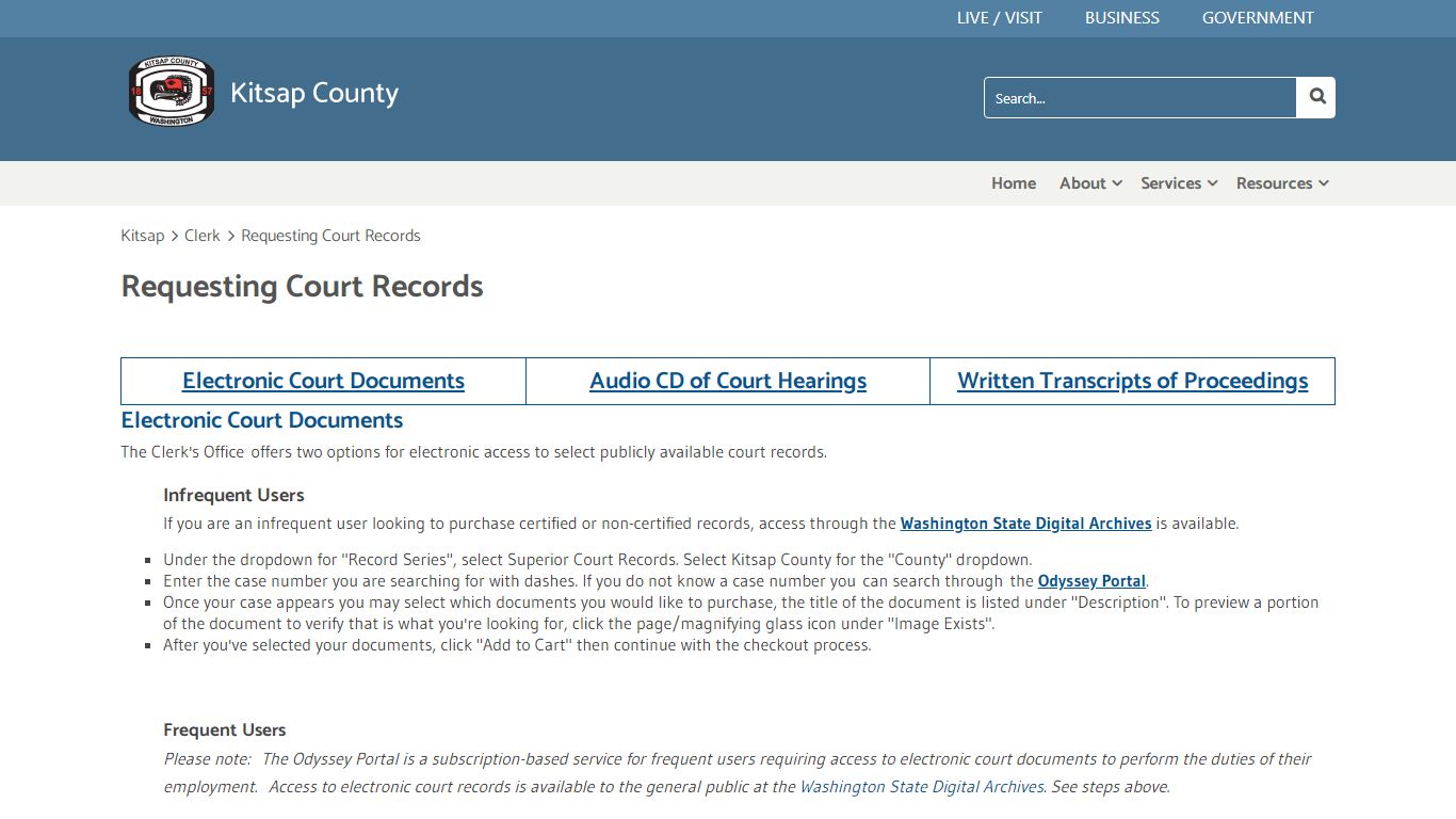 Requesting Court Records - Kitsap County Home